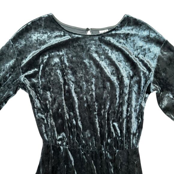 & Other Stories Velvet Keyhole Back Midi Dress Long Sleeve Teal Green Size 4 - Picture 3 of 15